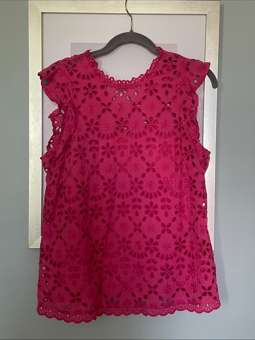 J. Crew Fuchsia Eyelet Sleeveless Top with camisole